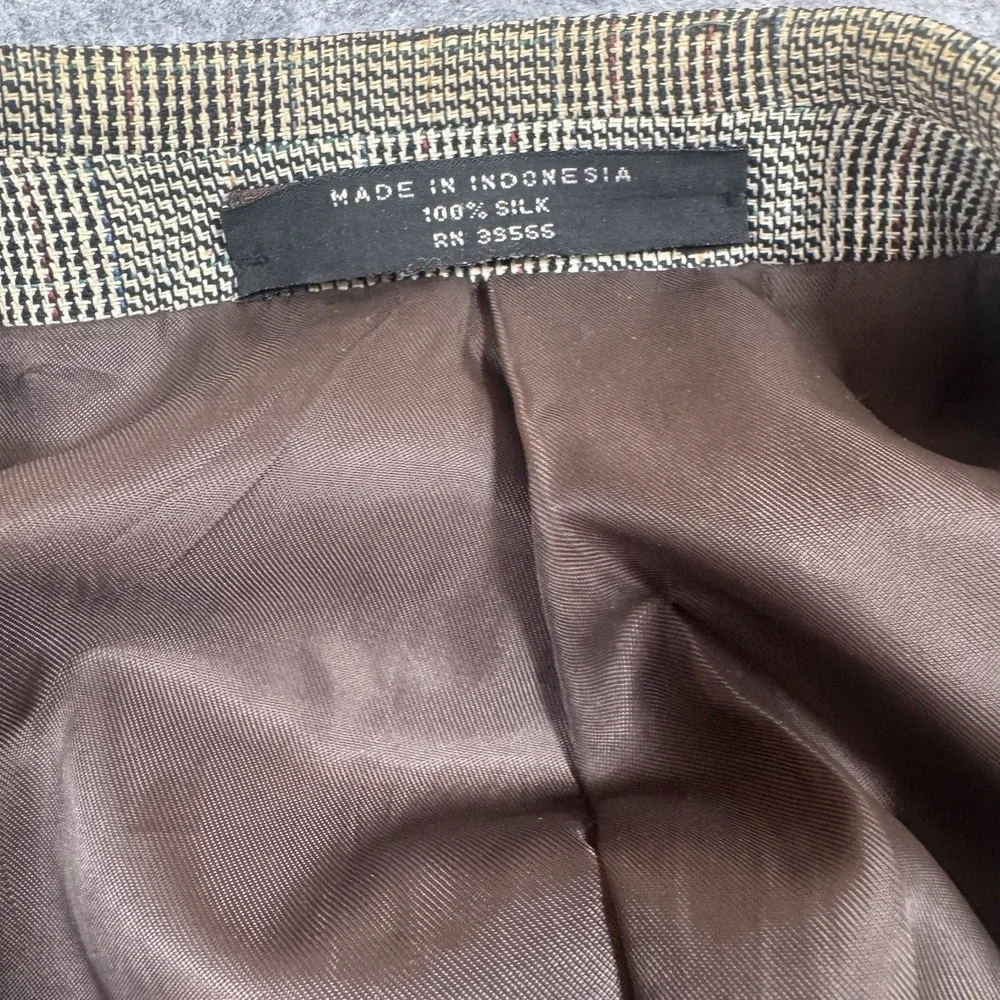 Fratelli Rome New York Sport Coat XL Gray Plaid 100% Silk Blazer
